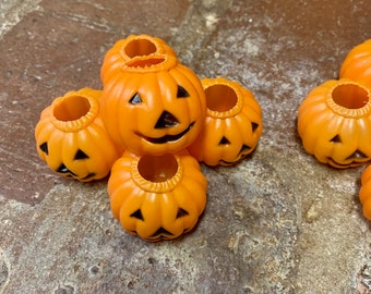 Vintage Small Jack O Lanterns Made in Hong Kong Light Covers Bowl Fillers Small Vintage Plastic Pumpkin Halloween Decor Sets of FIVE