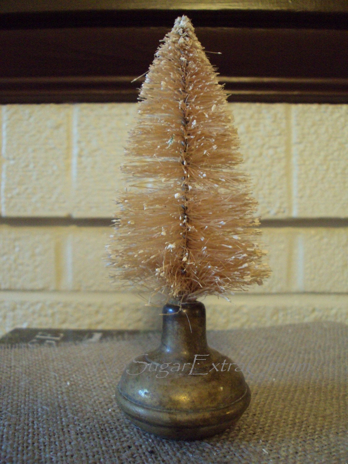 Sepia Bottle Brush Tree and Old Vintage Brass Door Knob OOAK Etsy