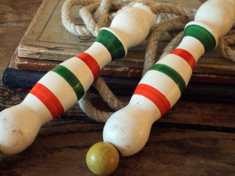 Vintage Jump Rope with Wooden Handles Etsy