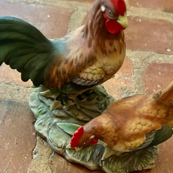 Vintage Ethan Allen Rooster and Hen Sculpture No. 3224 - Etsy