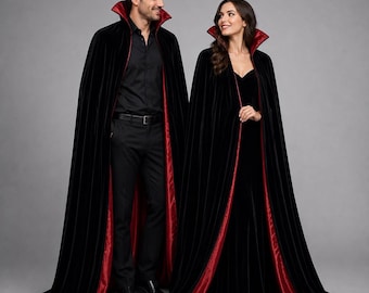 Cape de vampire de luxe avec col montant et doublure en satin