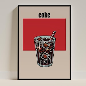 Vintage Coca Cola Wall Art, Retro Coke Poster, Classic Cola Print, Pop Art Drink, Refreshing Coke Digital Download, 60s Diner Kitchen Art