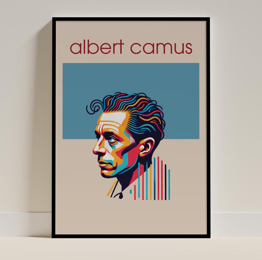Albert Camus Wall Art, Modern Pop Art Philosopher Portrait, Book Lover ...