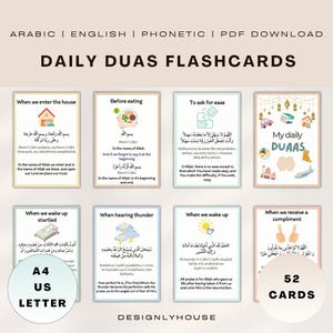 52 Cartes d’invocation pour musulman, invocation islam,ressource islamique pour enfant, carte Dua, cartes de prières, duas quotidien