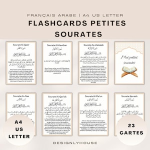 Flashcard short surahs, small surah cards, learning small surahs, juzz amma, Al Fatiha, Ayat Al Kursi, Flashcard Quran.