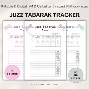 Rastreador de Juzz tabarak, aprendizaje del Corán para niños, 11 surah juzz Tabarak, pdf imprimible, 8 colores, formato A4 y carta estadounidense