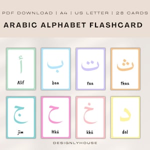 Cartes flash Alphabet arabe, cartes alphabet arabe, alphabet arabe, lettre arabe, enseignement de l’arabe, cartes éducatives pour enfant
