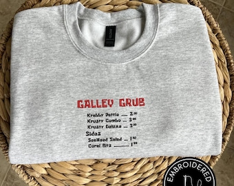 Embroidered Spongebob Galley Grub Crewneck - Unisex Pullover Sweatshirt