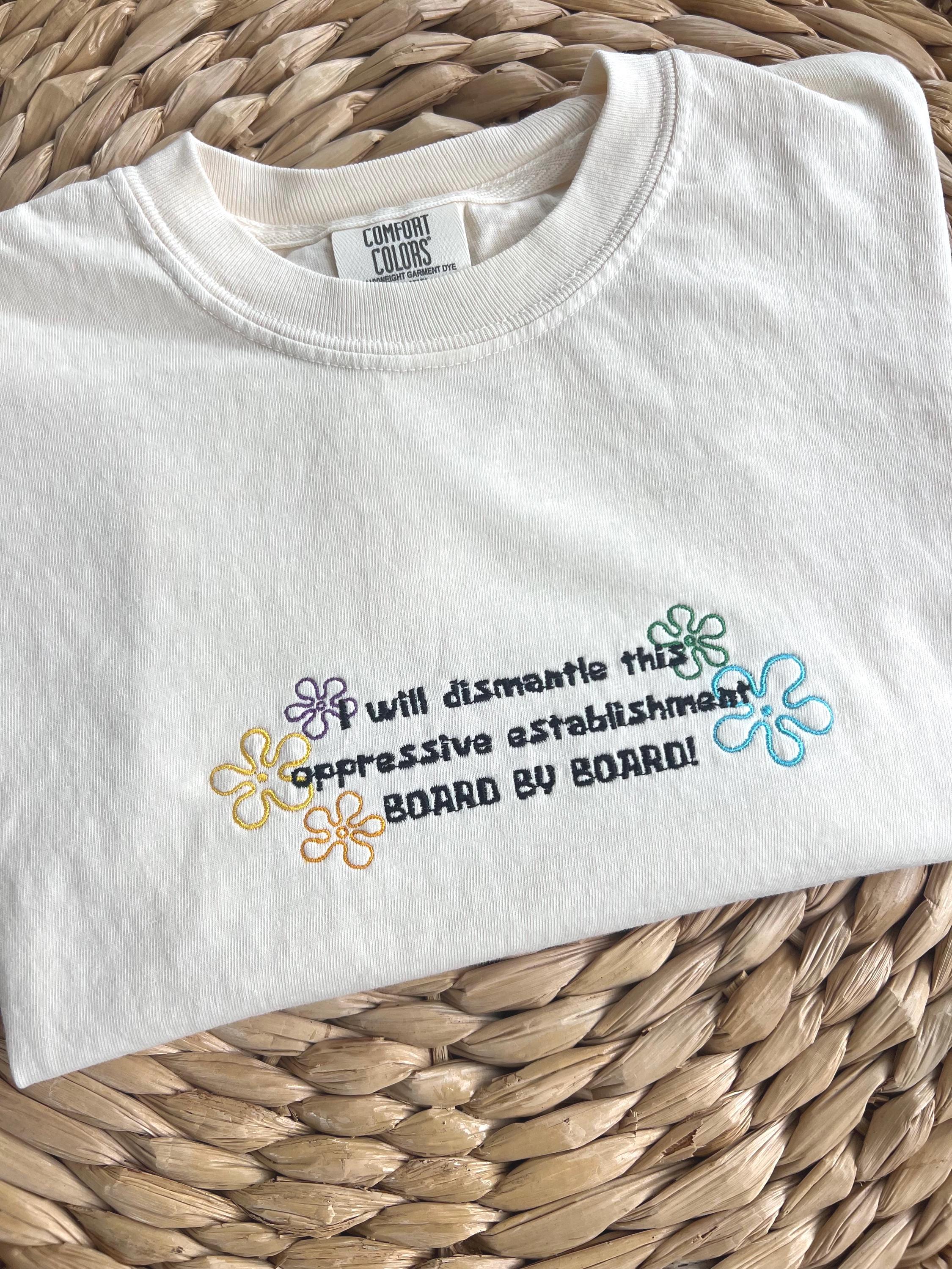 Embroidered Funny Spongebob Inspired T Shirt - Political - Anti Government - Unisex - Men's Women's Tee