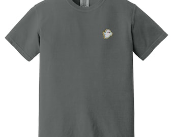 T-shirt brodé fantôme glitch : t-shirt minimaliste effrayant