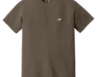 Broderad gräsand-t-shirt: Minimalistisk utomhus- och djurlivst-t-shirt