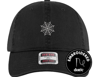 Gorra bordada con telaraña, gorra ajustable para papá, gorra de béisbol de Halloween, bordado minimalista gótico de bruja