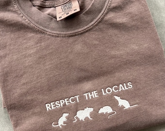 Camiseta de Ratas Bordadas - Respeto a los Locales - Unisex, Camiseta para Mujer, Camiseta para Hombre