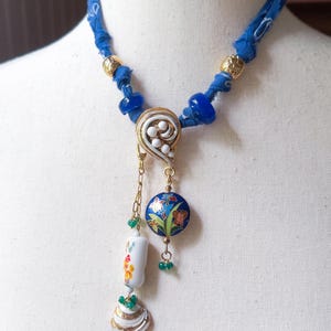 Repurposed Vintage Western Bandana Charm Necklace