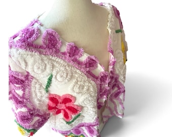 Boho vest met bloemenprint en korte mouwen, geüpcycled vintage Slow Fashion