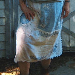 Boho prairie patchwork rok | Handgemaakte geüpcycled vintage textielkleding | Geschikt voor grote maten