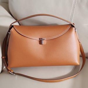 Echtes Rindsleder Umhängetasche - Schwarz, Weiß oder Braun, große und mittelgroße Handtasche und Umhängetasche, Geldbörse aus genarbtem Leder