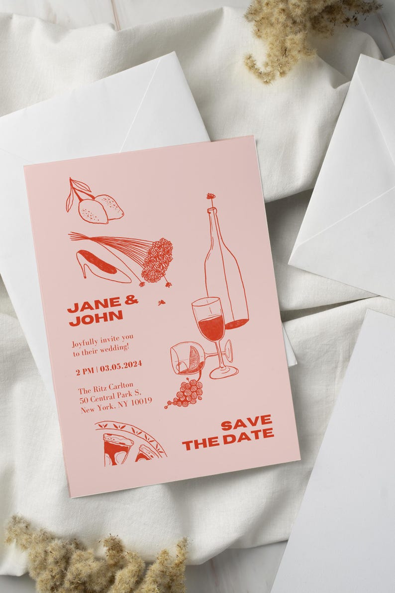 Modern Illustrated Wedding Suite Template | Trendy & Original ...