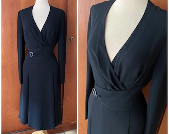 W31&quot; True 1940s black chiffon dress!