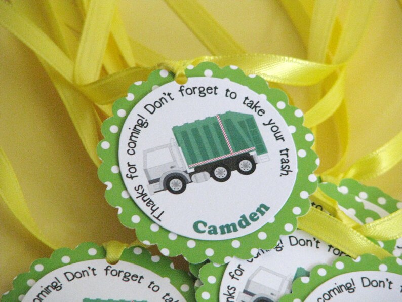Garbage Truck Favor Tags Assembled Ready to Use Recycling Etsy