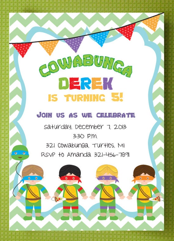 Ninja Birthday Invitations - Printed and comes with envelopes Il_570xn