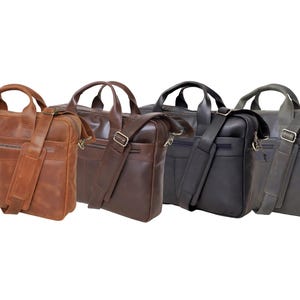 Op maat gemaakte leren laptoptas – gepersonaliseerde zakelijke boekentas met vakken, professionele aktetas voor heren en dames, handgemaakte opbergtas