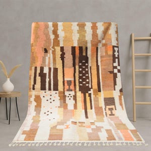 Handgewebter marokkanischer Teppich | Beni Ourain & Azilal Wollteppich | Moderner Boho Interior Akzent