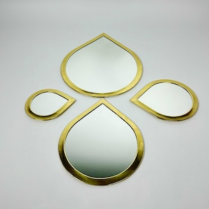 Moroccan Brass Teardrop Mirrors: Handcrafted Wall Art Set