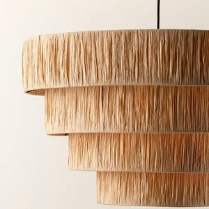 Handgemaakte Marokkaanse lampenkap van rotan, riet en raffia – groot, gemakkelijk passend ontwerp met 4 lagen