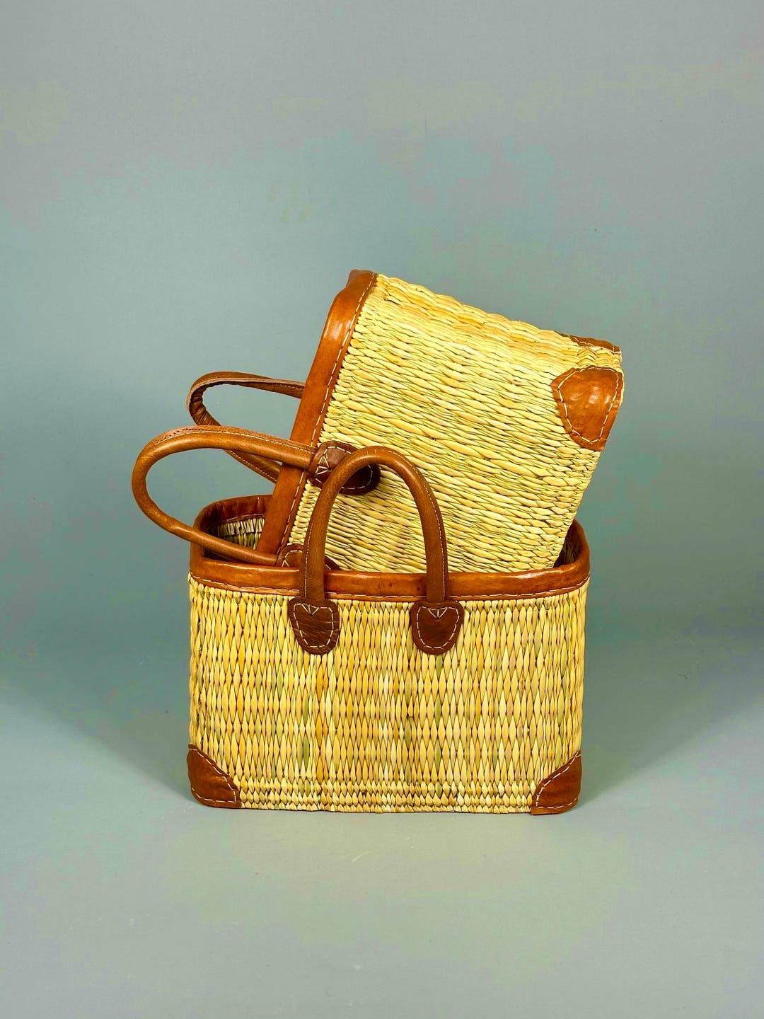 Handwoven Moroccan Reed Baskets – 3 Sizes – Ideal for Shopping, Markets ...
