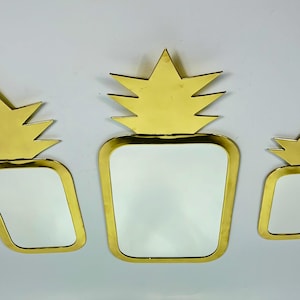 Moroccan Brass Pineapple Mirror Set – Artisan-Crafted Wall Decoration & One-of-a-Kind Gift