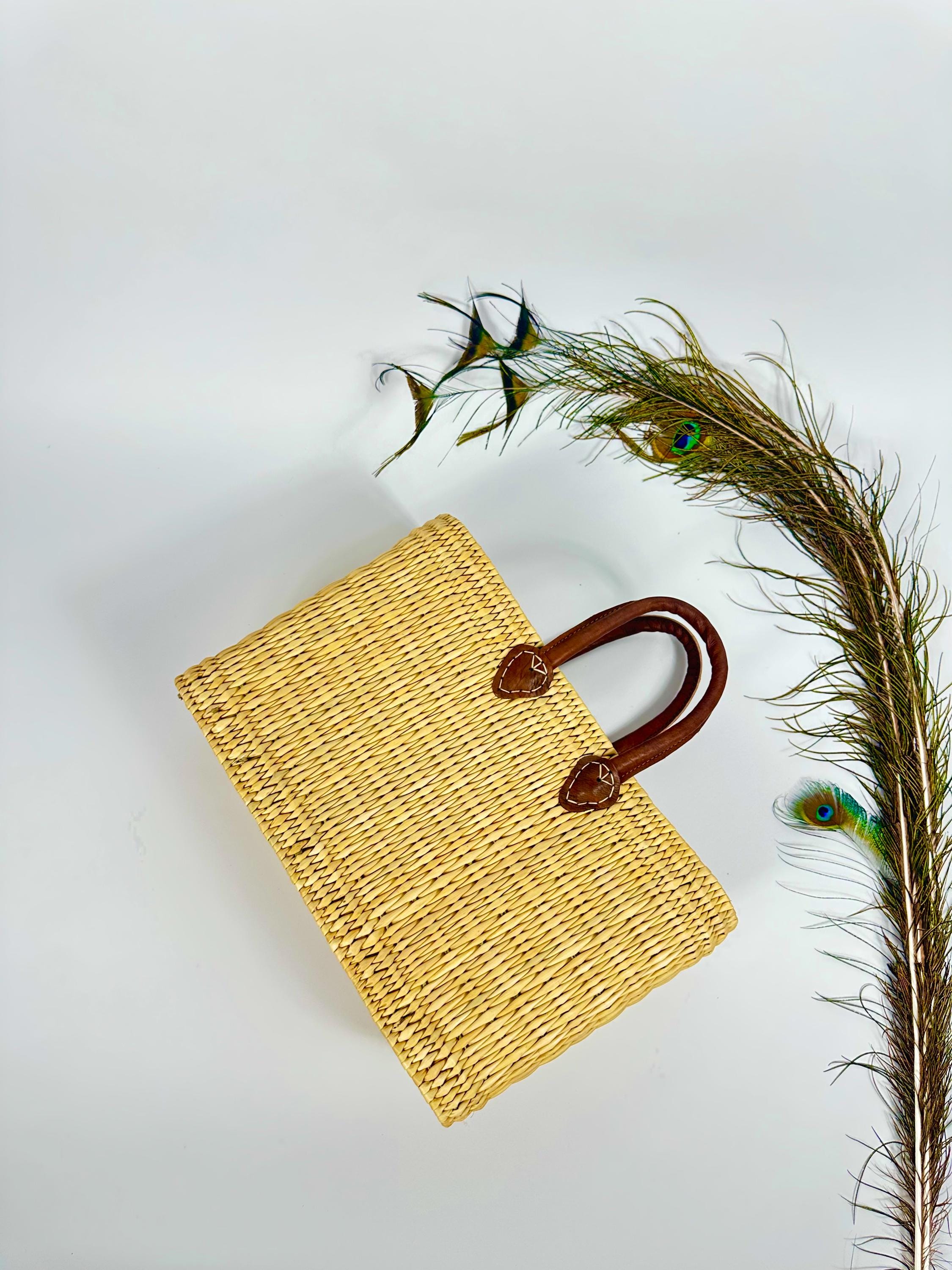 手編みのモロッコの葦かご – 3 サイズ – ショッピング、仕事、市場