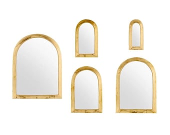 Handcrafted Moroccan Gold Brass Arch Mirror – Elegant Wall Decor for Bedroom & Bathroom