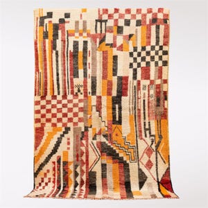 Authentic Moroccan Wool Rug – Handwoven Berber Carpet, Beni Ourain Azilal Design, Handmade Home Décor