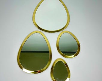 Handcrafted Moroccan Brass Mirror Set: Elegant Wall Decor