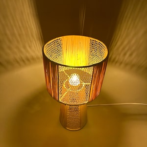 Natuurlijke raffialamp – handgemaakte Marokkaanse tafellampenkap, lichtkap van rieten rotan, lampenkap van stro.