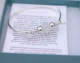 Sea Glass Bracelet - Lovely White Sea Glass and Sterling Bracelet - Featured in South Shore Living Magazine