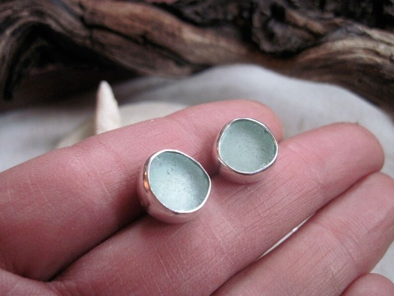 Sea Glass Earrings fish Eyes Genuine Sea Glass Jewelry & Sterling