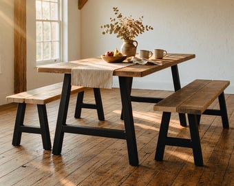 A-Frame Steel Table Legs: Industrial Metal Bench Legs with Leveling Feet