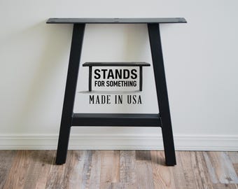A-Frame Steel Table Legs: Industrial Metal Bench Legs with Leveling Feet