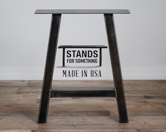 Metal A Frame Table Legs: Rustic Steel Patina Finish - Set of 2