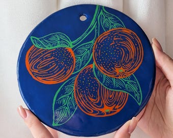 Handmade Airdry Clay Wall Decor "Oranges", Clay Decore, Gift Ideas