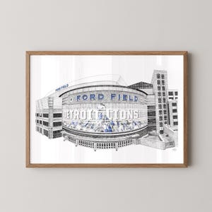 Ford Field Digital Download | Hand-Drawn Detroit Lions Stadium Art | Printable Football Wall Decor | Detroit Sports Stadium Sketch