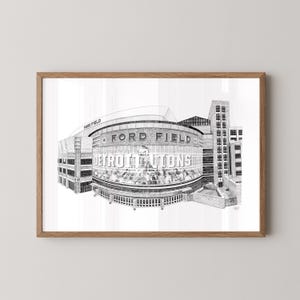Ford Field Digital Download | Hand-Drawn Detroit Lions Stadium Art | Printable Football Wall Decor | Detroit Sports Stadium Sketch
