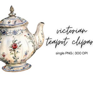 Victorian Teapot Clipart | Tea Party Clipart, Tea Time Clipart, Tea Cup Clipart, Garden Party Clipart, Vintage Tea Clipart, Digital Download
