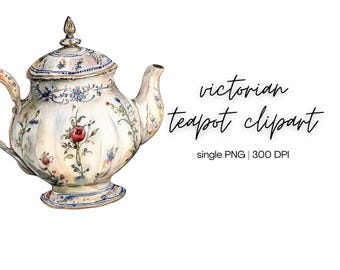 Victorian Teapot Clipart | Tea Party Clipart, Tea Time Clipart, Tea Cup Clipart, Garden Party Clipart, Vintage Tea Clipart, Digital Download
