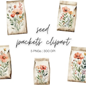 Seed Packet Clipart | Vintage Seed Packet, Flower Seed Packets, Garden Ephemera, Scrapbook Flowers, Garden Clipart, Digital Download