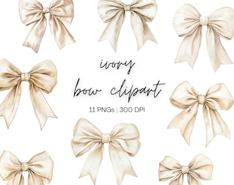 Ivory Bow Clipart | Coquette Bows Png, Ivory Bow Clipart, White Bow Clipart, Coquette Bow Clipart, Digital Download