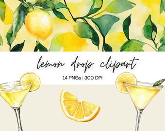 Lemon Drop Clipart Bundle | Zitrone Drop Martini, Cocktail Clipart, Alkohol Clipart, Martini Clipart, Getränke Clipart, digitaler Download