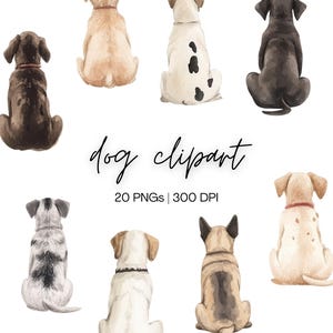 Dog Clipart From the Back Bundle | Dog Breed Clipart, Watercolor Dogs PNG, Dogs From Behind, Rear Sitting Dogs, Digital Download